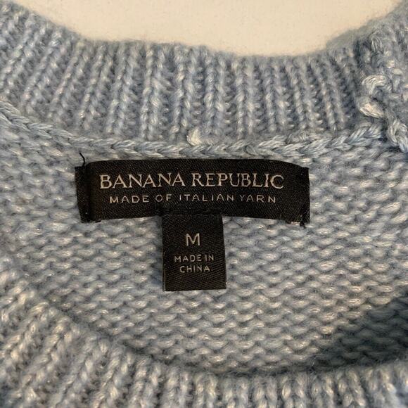 Banana Republic Sweater Womens M Medium Fog Wool Blend Italian Yarn Marled Knit - Picture 7 of 11